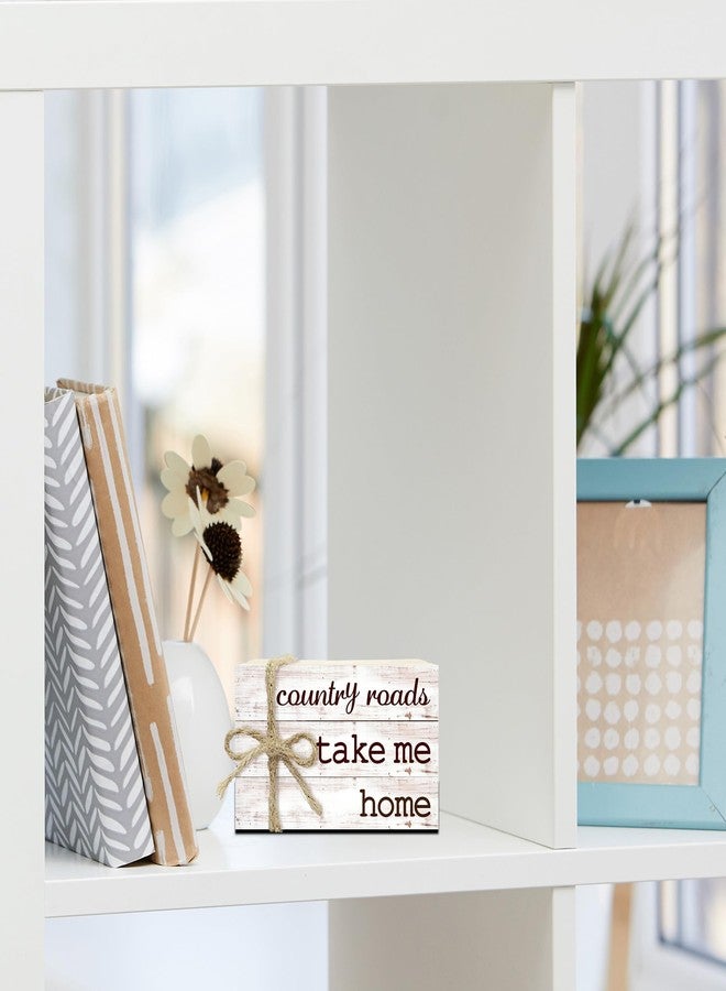 Ycyfckdr Decorative Books for Home Decor, Rustic Wood Book Stack for Table Decor, Country Roads Take Me Home Decor Books for Living Room Bookshelf, Farmhouse Stacked Books Decor (L21) - Image 5